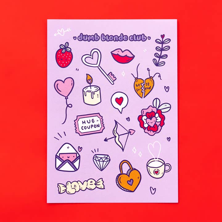 Dumb Blonde Galentines - Sticker Sheet for wholesale by The Dumb Blonde Club