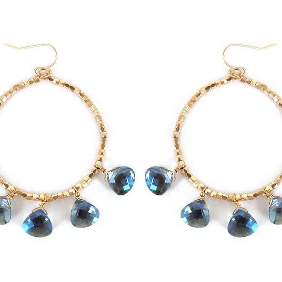 Orecchini - Blu Perline Cerchio W Teardr per la vendita all'ingrosso da parte di Flirt Jewelry