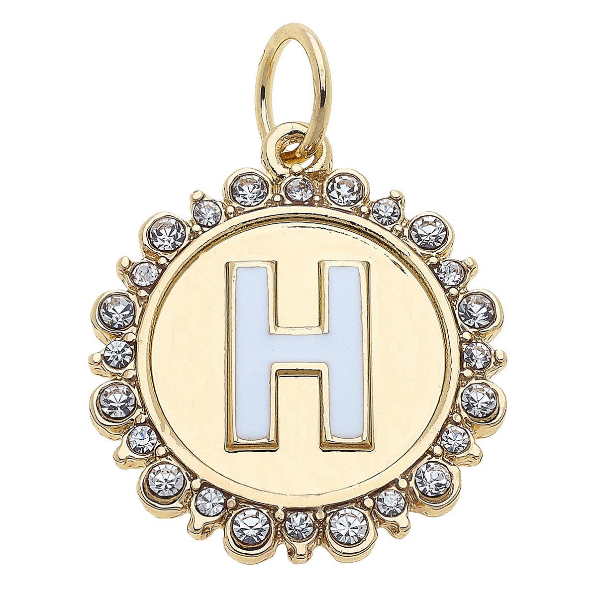 Canvas Style - Wholesale Individual Charm/Pendant - Rhinestone Letter Disc Charm in Shiny Gold7