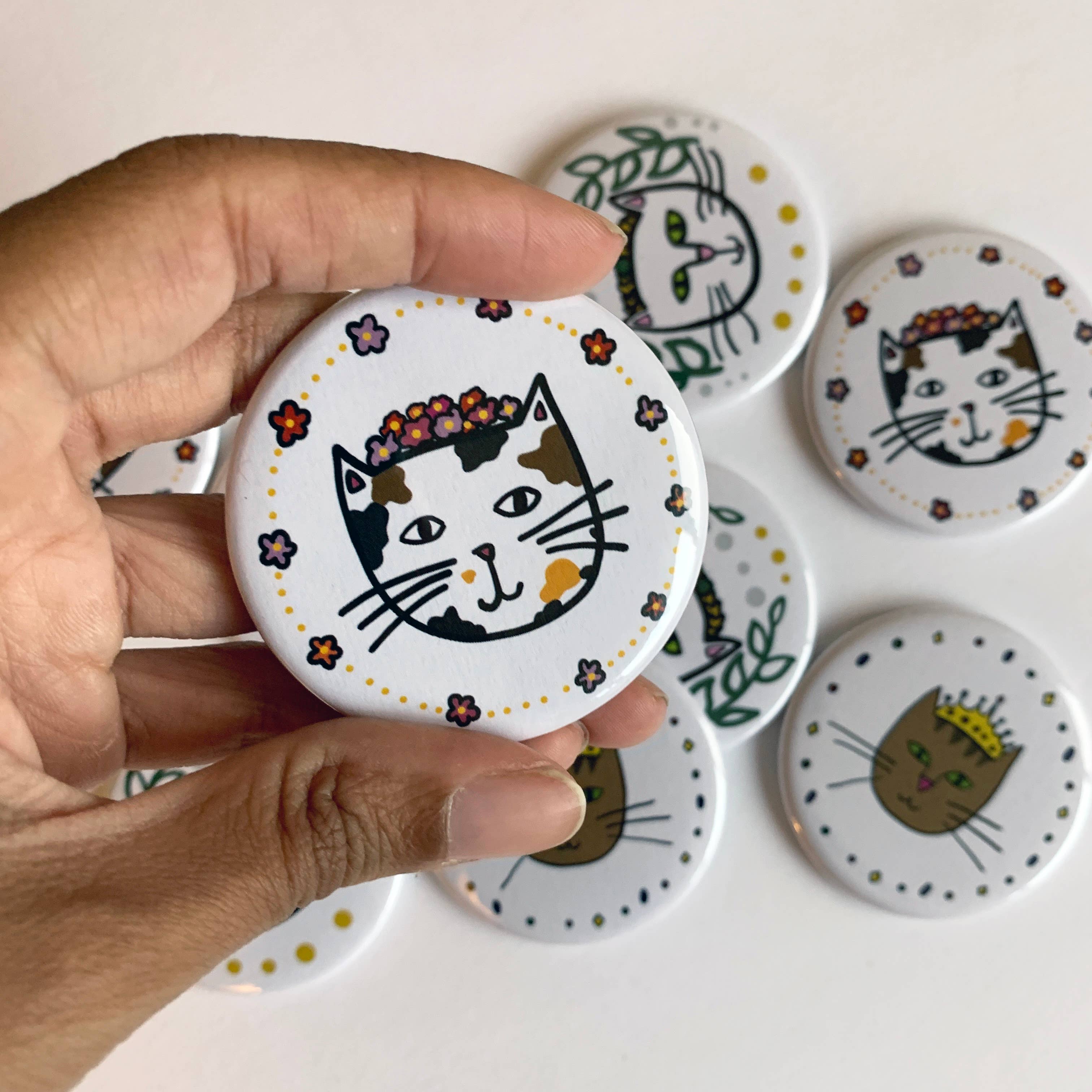 Made by Nilina – Engroshandel Kompaktspejl – Fancy kat lomme spejl - 2,25 inches1