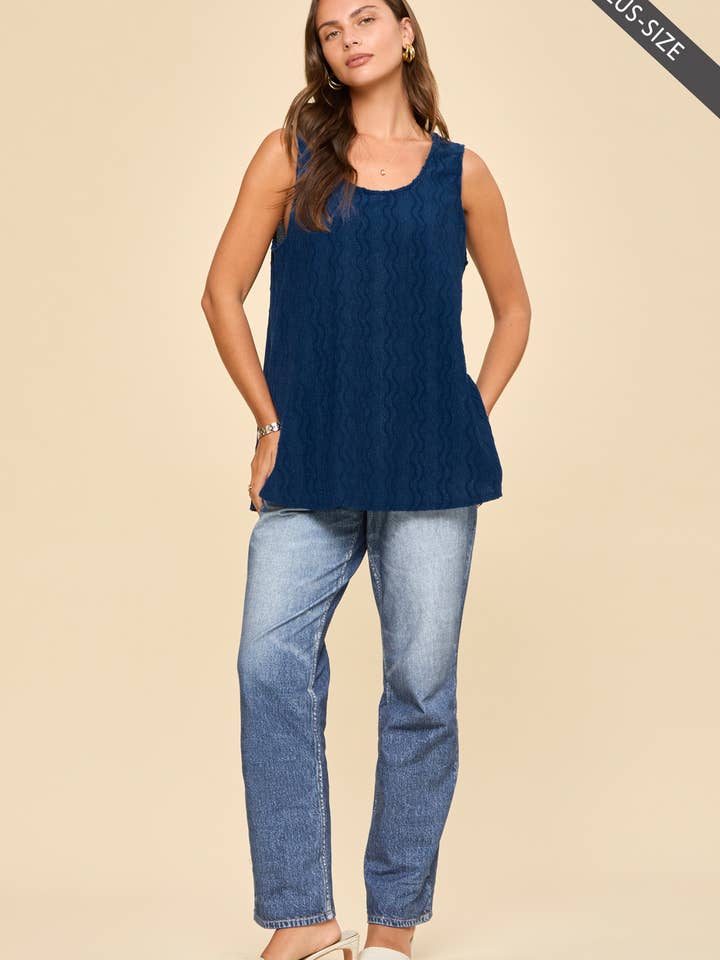 PLUS SIZE Textured Sleeveless Tank Blouse for wholesale by Dear Scarlett