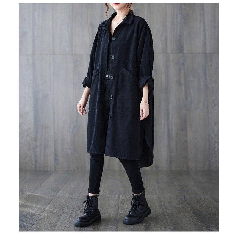 FurDecoration – wholesale Coat – Women’s – Casual Loose Fit Lapel Collar Windbreaker Coat with Single Breasted Closure and Pockets5