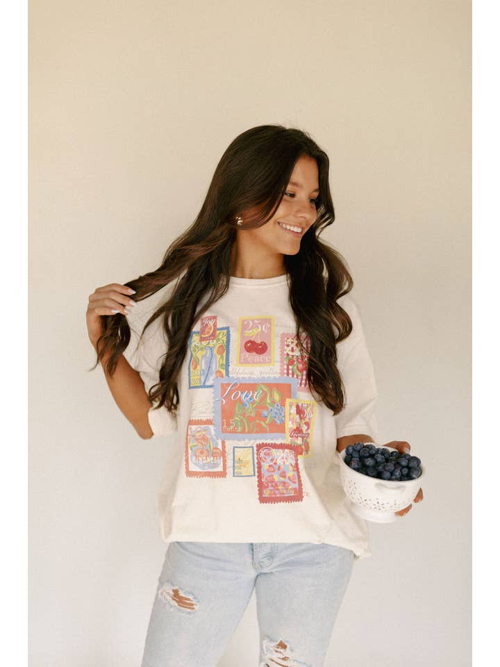 Whitney | Chaudoin Creations - Wholesale Screen Printed T-Shirt - Women's - Fruit Stamps/ Fruit Of The Spirit Graphic Tee1