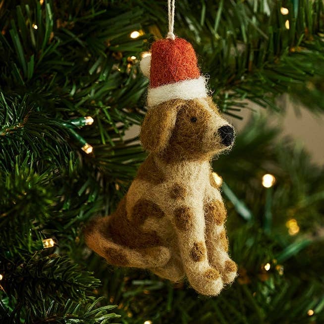 Christmas Dog Felt Bauble for wholesale by Sophie Allport