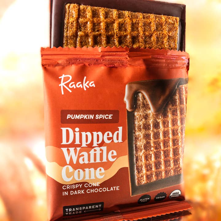 Raaka Chocolate - Wholesale Chocolate Bar - Pumpkin Spice Dipped Waffle Cone Bar - Fall & Thanksgiving6