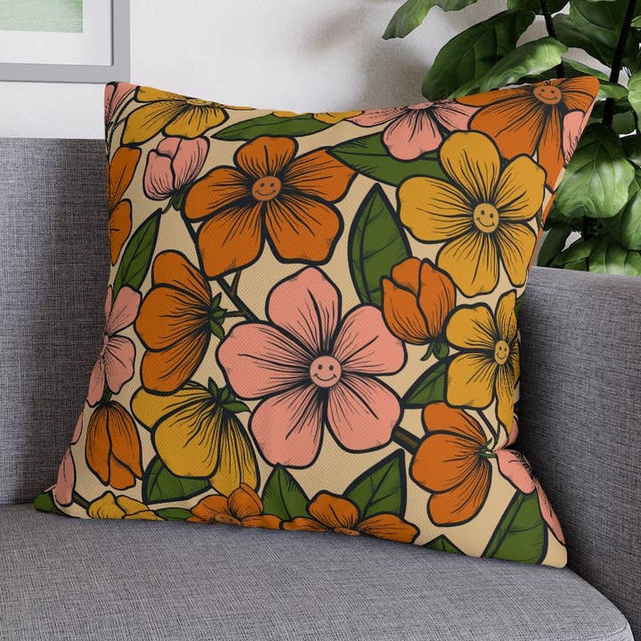 Relax Like a Flower Pillow Case - Throw Pillow Cover - Grandmillennial Style for wholesale by Peccole House