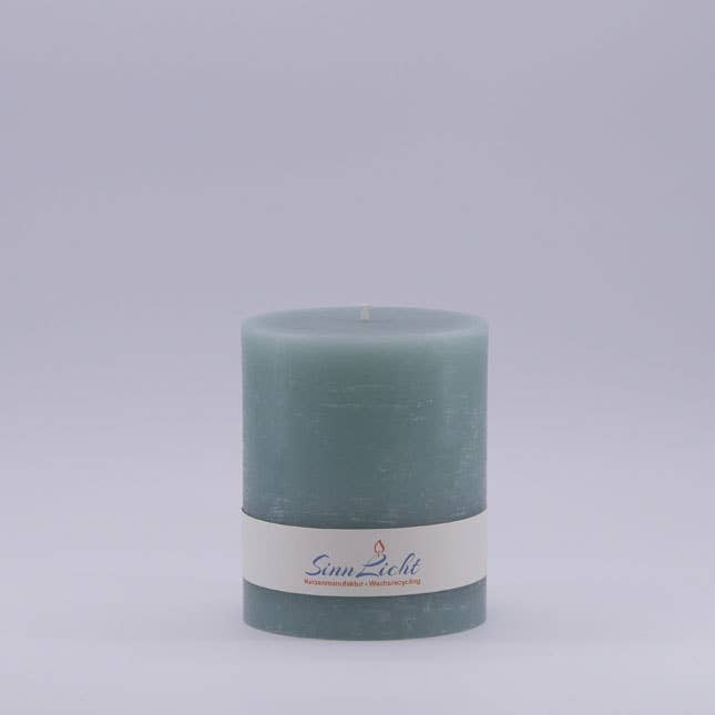 Rustic mint pillar candle | Ø 9.4 cm, height 10.5 cm for wholesale by SinnLicht