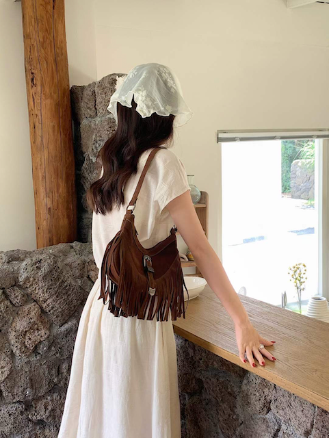 Pretty Persuasions – wholesale Shoulder bag – women's – P24103 Boho Style Buckle Décor Suede-Like Shoulder Bag2