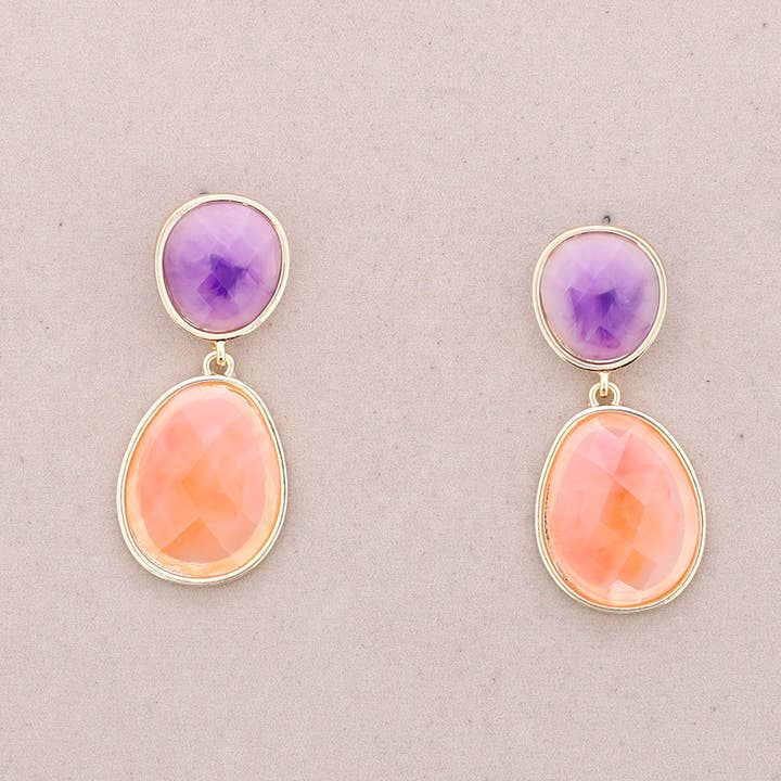 La Cuerda De Sol - Wholesale Snap Jewelry - Double Resin Metal Earrings
