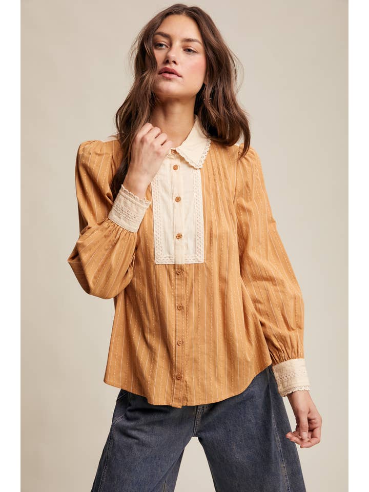 Listicle - Wholesale Buttoned-down shirt – Women's - Victorian Contrast Lace Blouse24