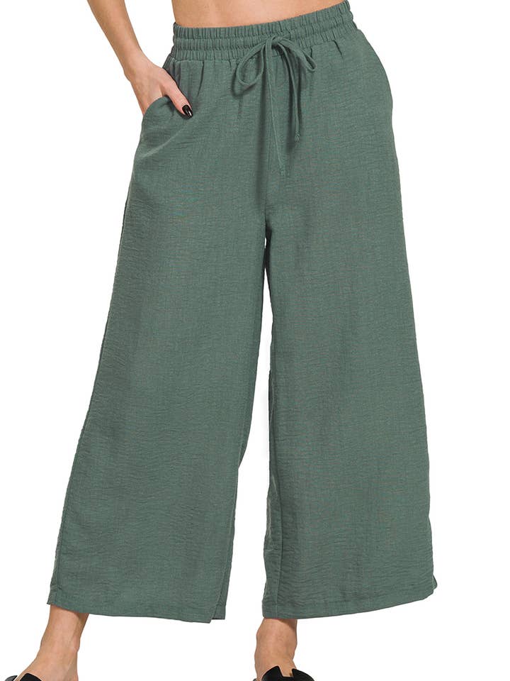 42POPS - Wholesale Pants - Women's - ,..SI-25831 Drawstring Elasticband Waist Wide Pants W/ Pockets