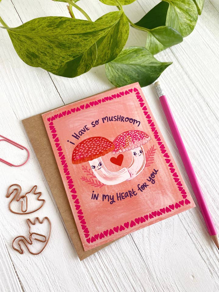 I Have So Mushroom in My Heart for You - Greeting Card for wholesale by Dream Folk Studio
