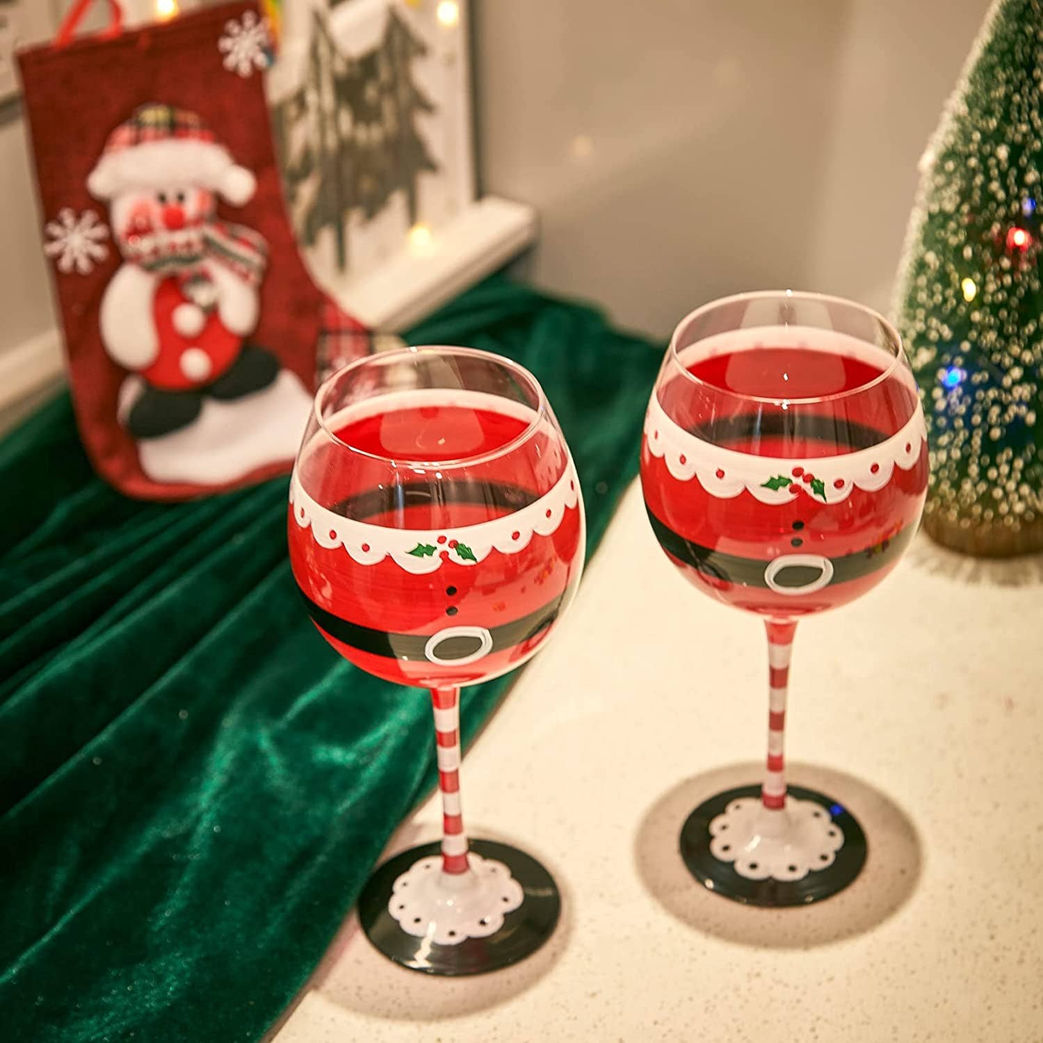 The Wine Savant /  Khen Glassware - Wholesale Wine Glass - Santa Elf Holiday Stemmed Wine Glass by Gute - 18oz Holiday4