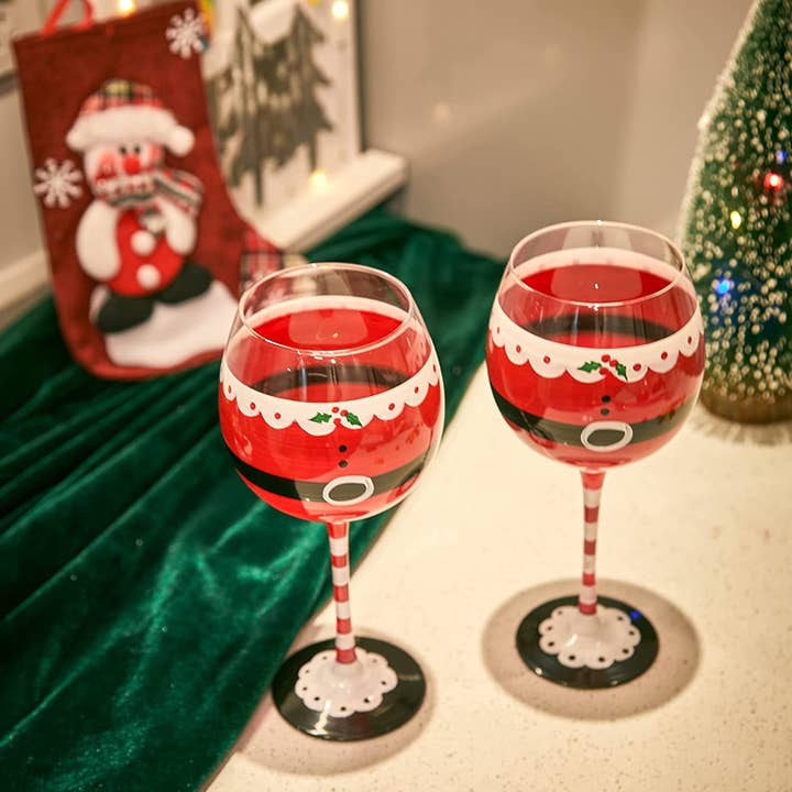 The Wine Savant / Khen Glassware - Wholesale Wine Glass - Santa Elf Holiday Stemmed Wine Glass by Gute - 18oz Holiday4