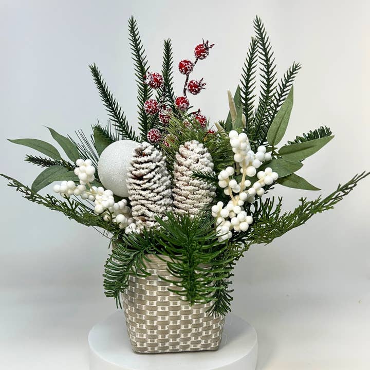 David Christopher's Collection - Wholesale Artificial Flowers - HOME ON THE FARM WINTER ARRANGEMENT 13.5 H X 4" P2