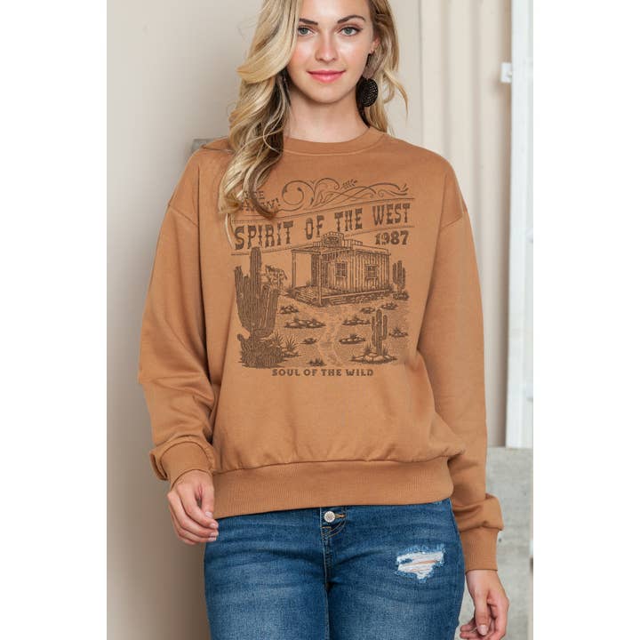 Amused by Blue - Wholesale T-Shirt (Graphic) - Women's - Spirit of the West 1987 Crewneck Sweater