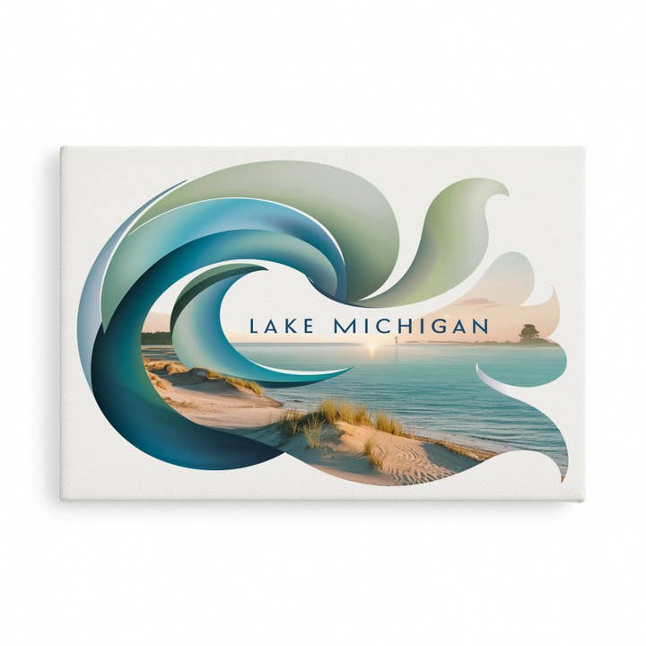 Lake Michigan Waves and Beach Modern Sign for wholesale by Kennebug LLC