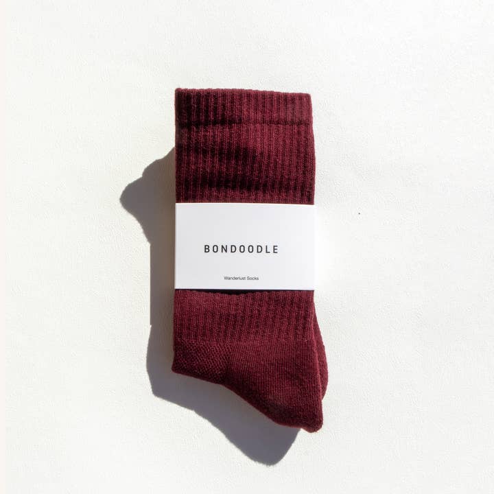 Bondoodle - Wholesale Socks - Women's - Women’s Ribbed Crew Socks – Sport/Athletic – Dark Red0