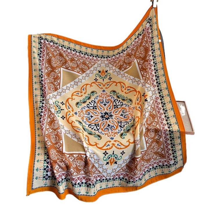 Funkyrel® Atzbranding Limited - Wholesale Scarf - Women's - Scarvii - 35'' Vintage Boho Print Square Scarf - Chic & Classic