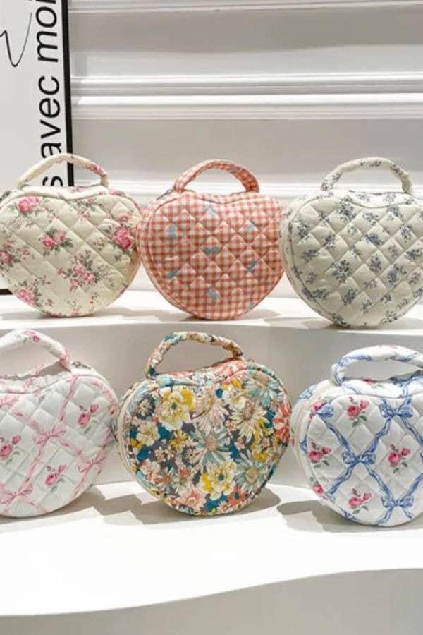 Blue Floral Coquette Heart Shaped Bag for wholesale on Faire0