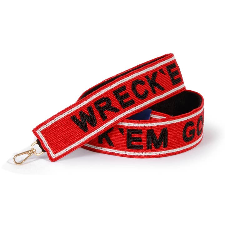 Desden - Wholesale Schouderbanden voor tas - Dames - Texas Tech "Wreck Em" Kralen Tashengordel in Rood en Zwart door Desden