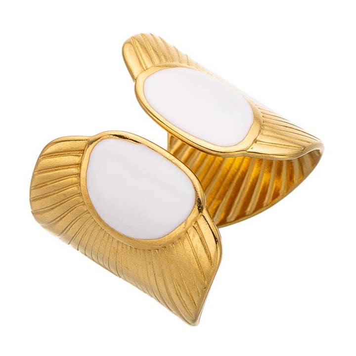 Gold Bold Stainless Steel Leaf Adjustable ✦ RI-0042 for wholesale by Simply Jewels