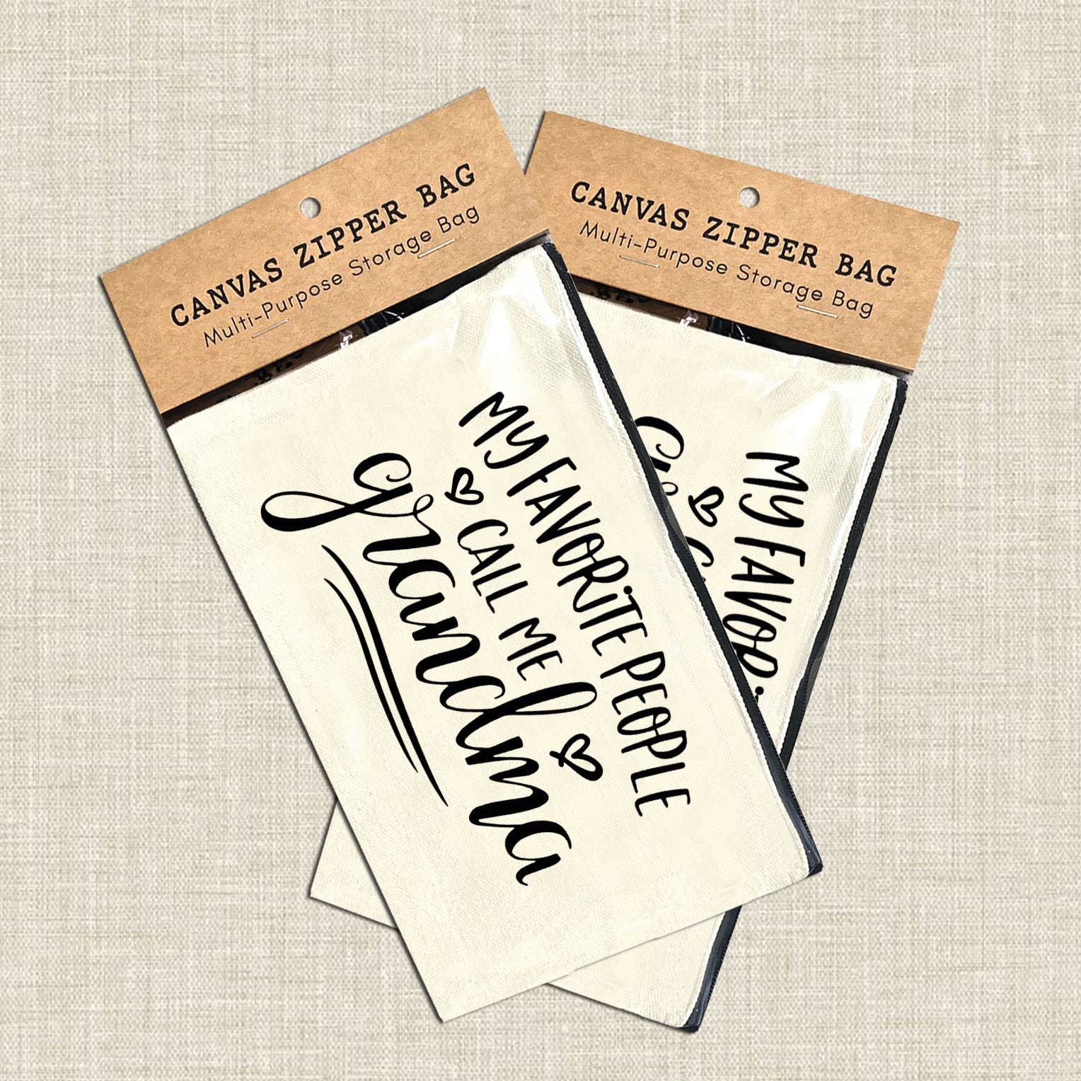 Coastal Creators of Connecticut - Wholesale Pouch - Women's - My Favorite People Call Me Grandma Canvas Storage Bag2