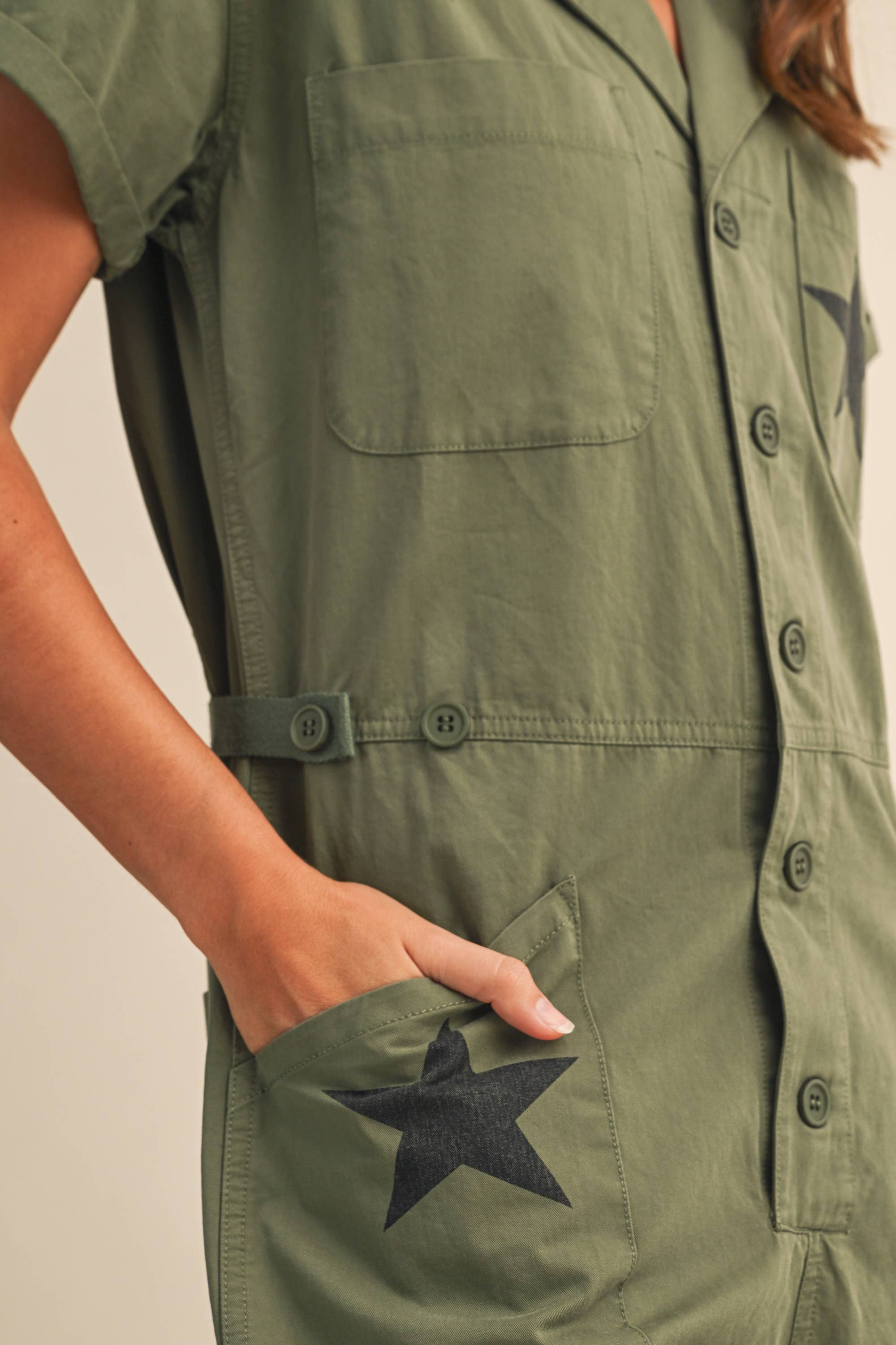 Klesis - Wholesale Jumpsuit - Women's - IJP3204 CONTRAST STAR PRINTED SHORT SLEEVE JUMPSUIT12