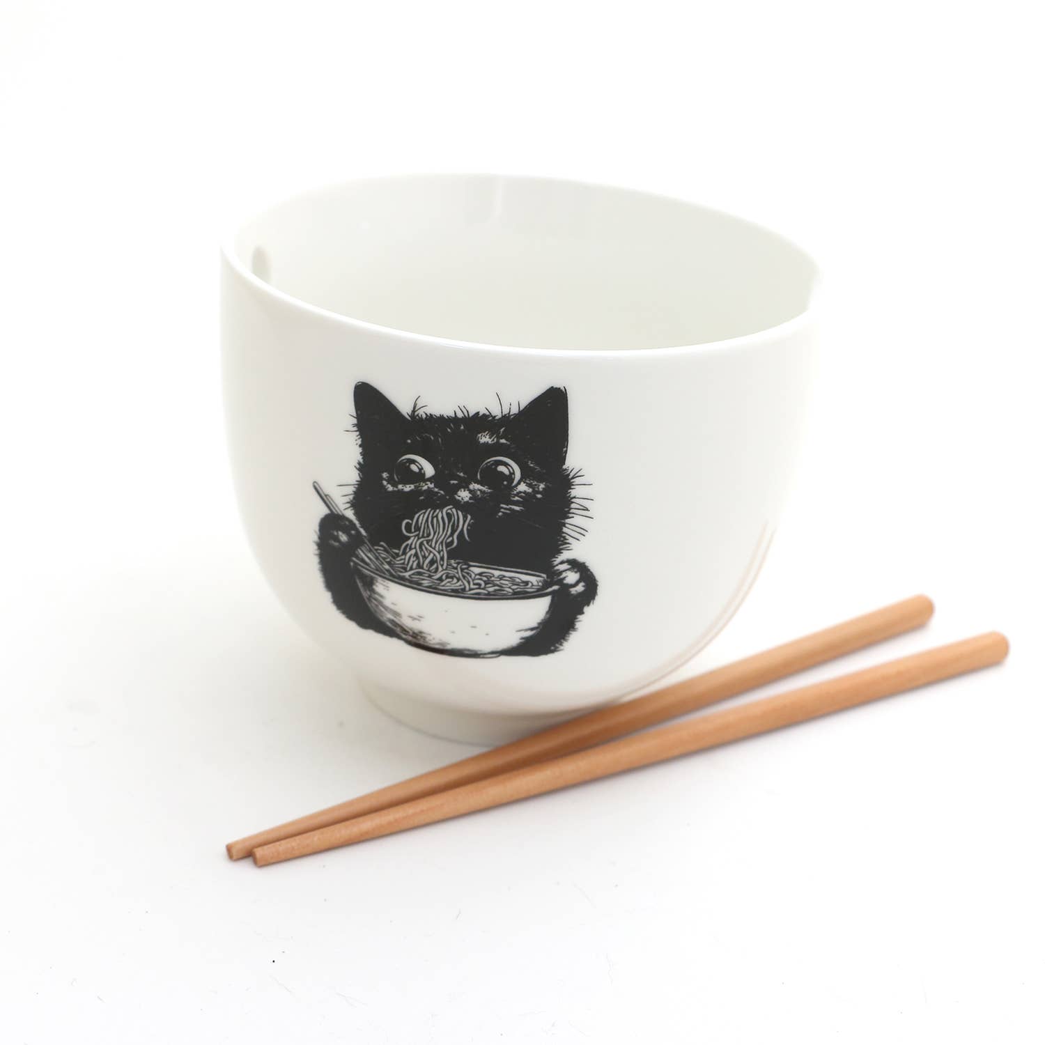 Lenny Mud - Wholesale Bowl - Kitten Ramen Bowl, Cat eating noodles chopstick bowl2
