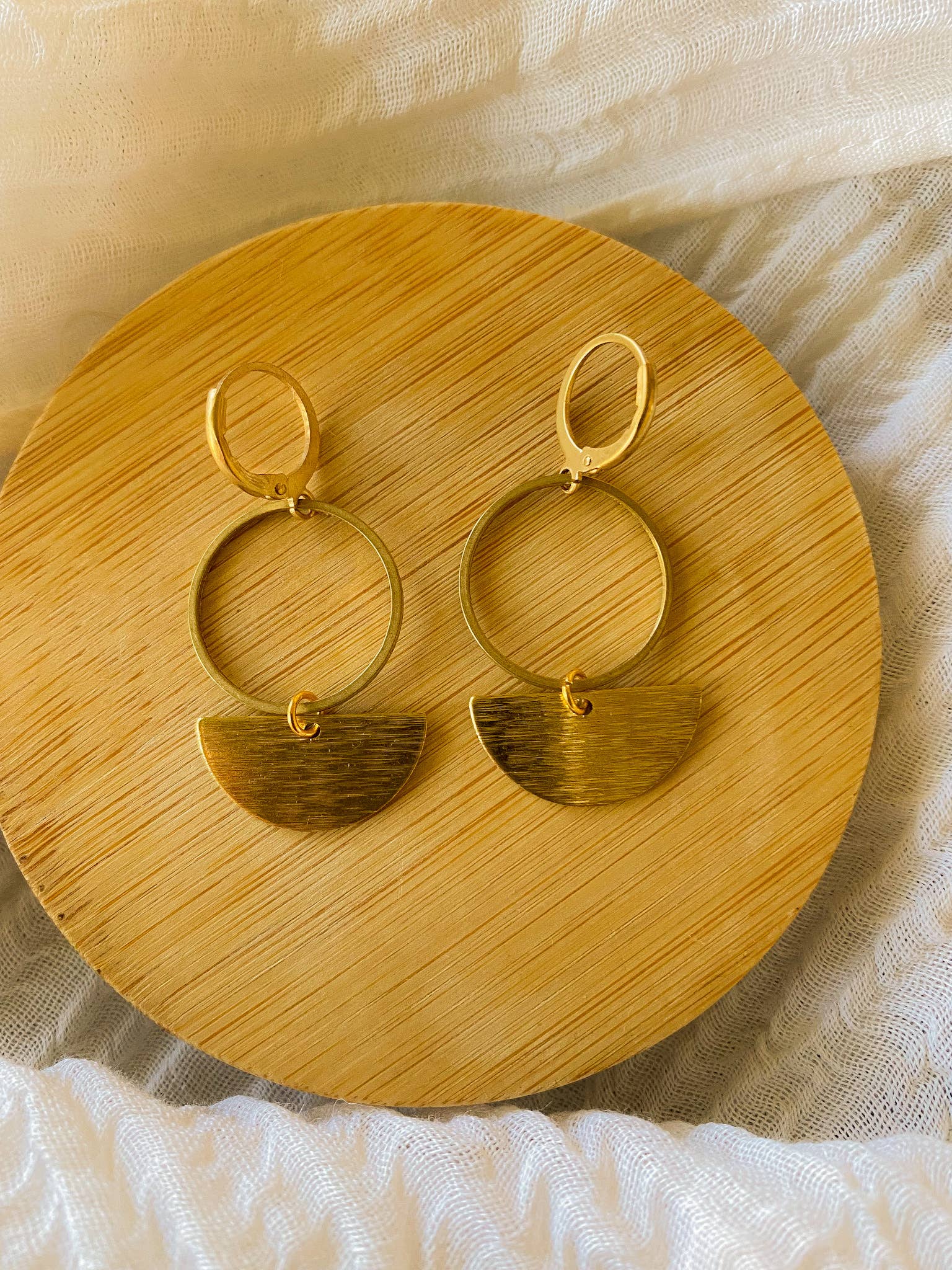 Santore Jewelry Company - Wholesale Dangle Earrings - Selene:Simple Eclipse Brass Earring