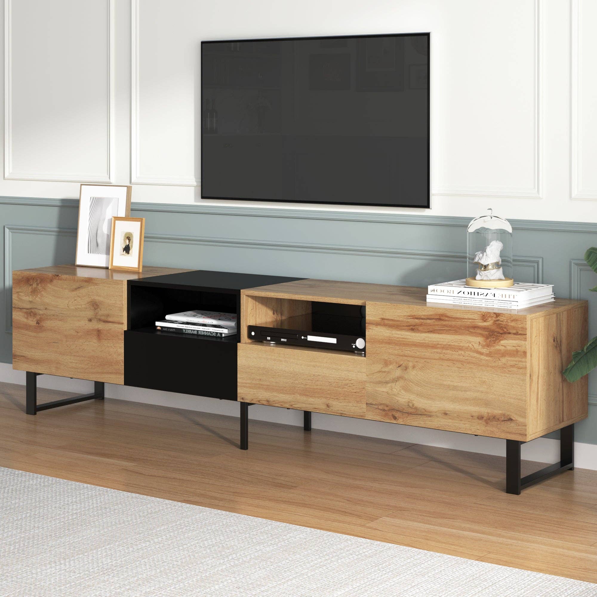 Urban Meuble - Wholesale Console Table - Modern TV stand with black and wood design and spacious storage space MODAI23