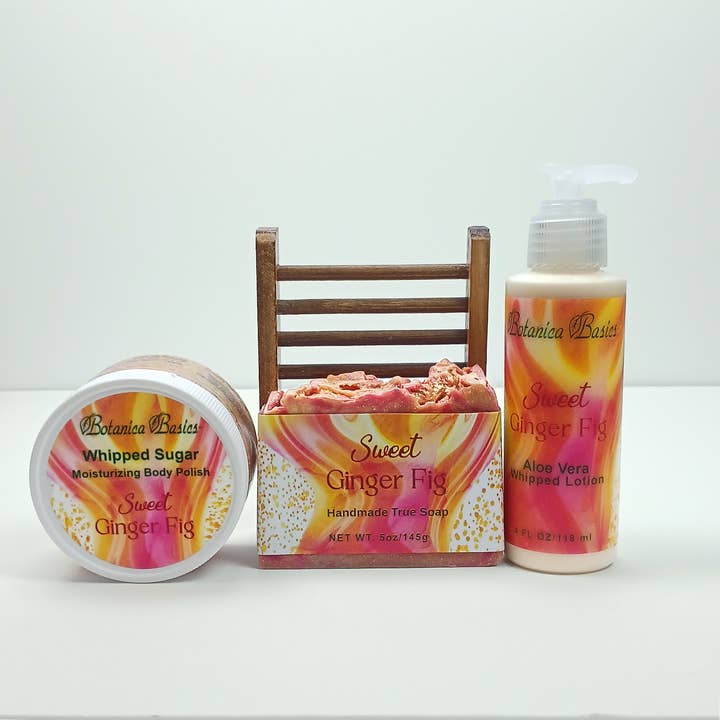 Botanica Basics Handmade Soap - Wholesale Bath & Body Set - Sweet Ginger Fig Bath and Body Gift Set3