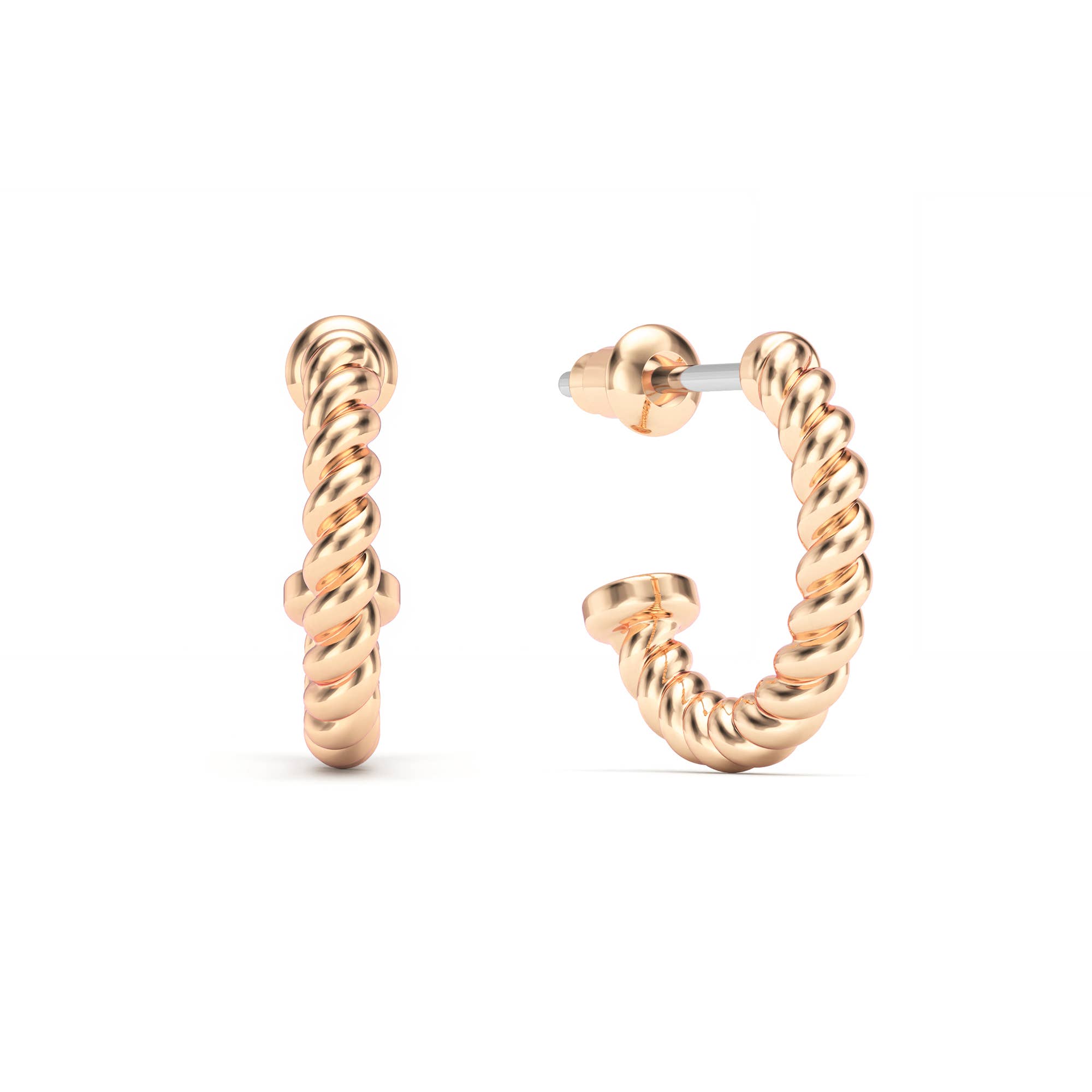 My Jewellery Story - Wholesale Hoop earrings - Rope Coil 13mm Mix Hoop Earrings Rose Gold Plated