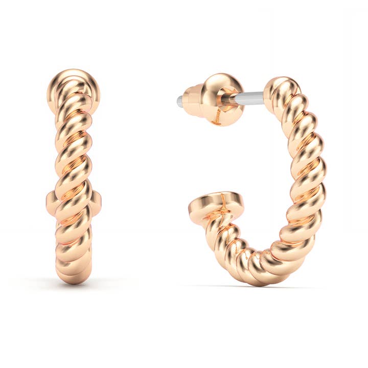 My Jewellery Story - Wholesale Hoop earrings - Rope Coil 13mm Mix Hoop Earrings Rose Gold Plated0