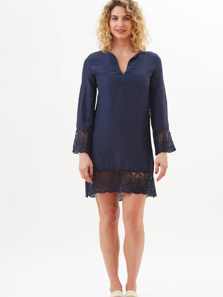 Shiva Lace Trim Runic Dress for wholesale by Amita Naithani