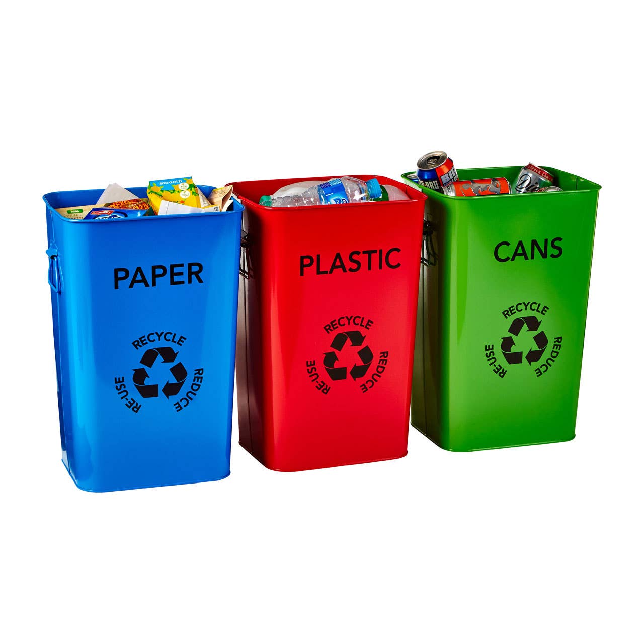 Interiors by Premier – wholesale Rubbish can/Rubbish bin – Set of 3 Recycle Logo Bins3