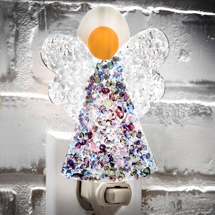 J Devlin Glass Art & Bert Anderson Collection - Wholesale Night Light - Christmas Angel Night Light Decorative Fused Glass NTL 222