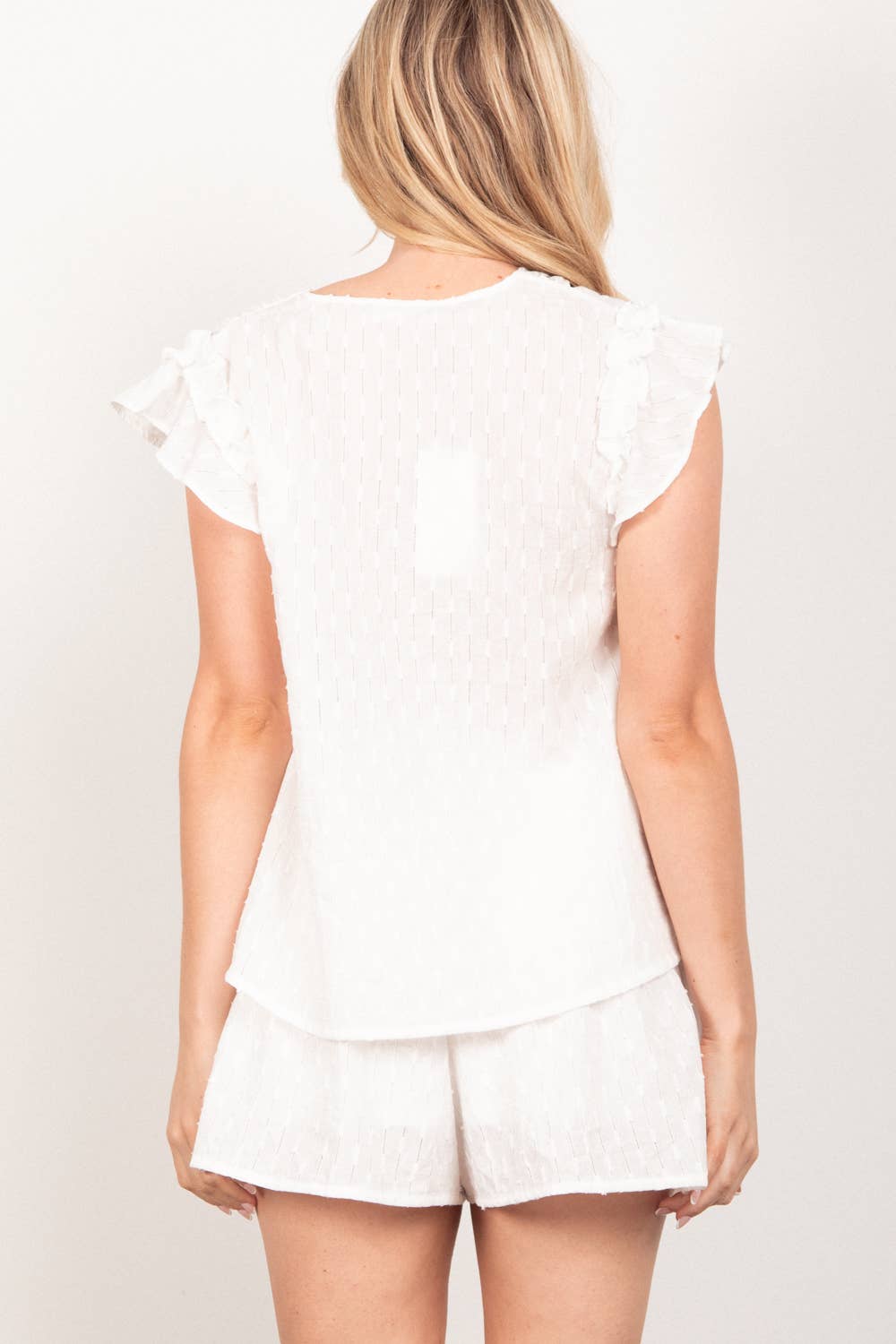 VERY J - Wholesale Lounge Set - Women's - NT11539SET-Solid Cotton Woven Cute Top & Shorts Set20