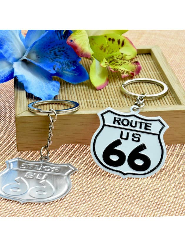 White Route 66 Key Chain for wholesale by DK Hawaii