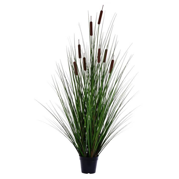 Vickerman 48" Grass With 8 Cattails Potted for wholesale by Vickerman