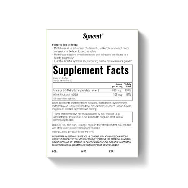 AlchePharma Naturals - Wholesale Oral Supplement/Vitamin - Synevit SYNFOLINE®: Methyl Folate & Iodine Supplement1