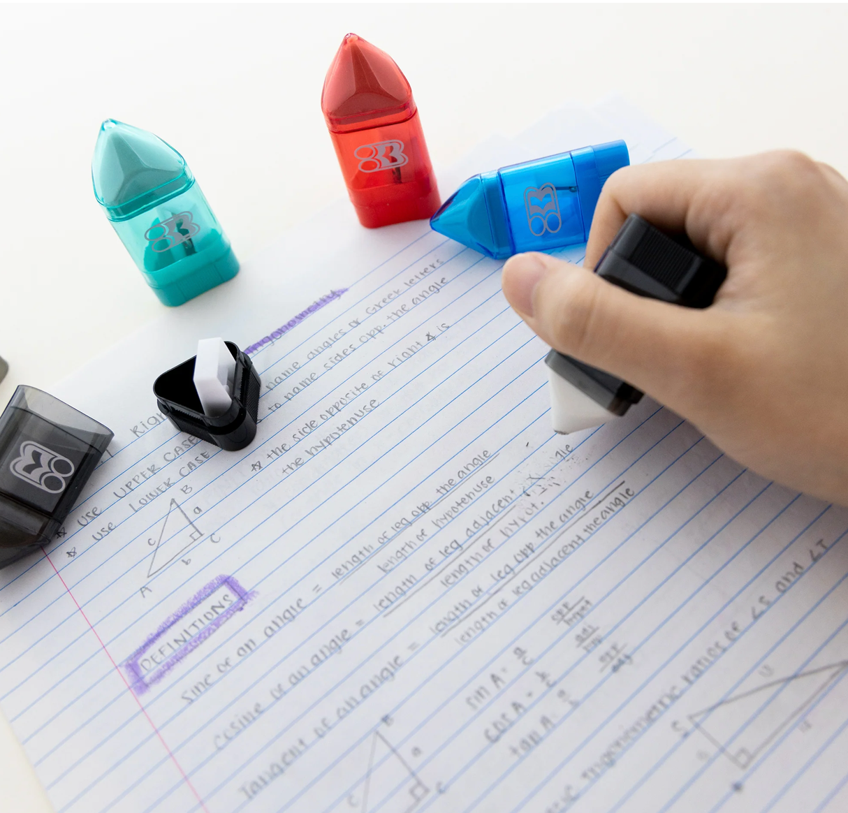 Luna Office Supply -  Everyday Essential - Wholesale Pencil Sharpener - Rex Sharpener w/ Receptacle + Eraser (2/Pack)2