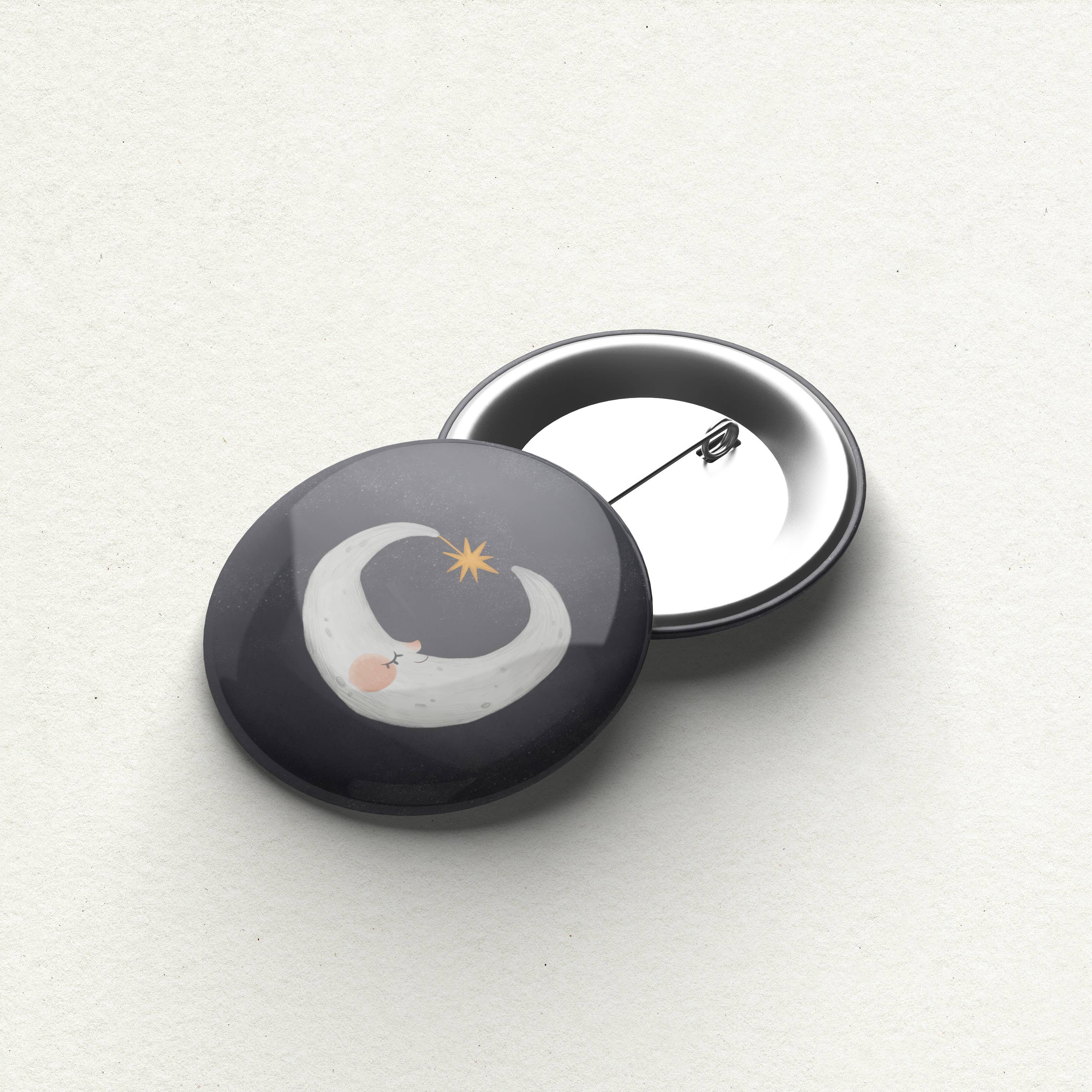 TinkerTal Illustrations - Wholesale Lapel Pin/Button - Moon and Star Button Pin1