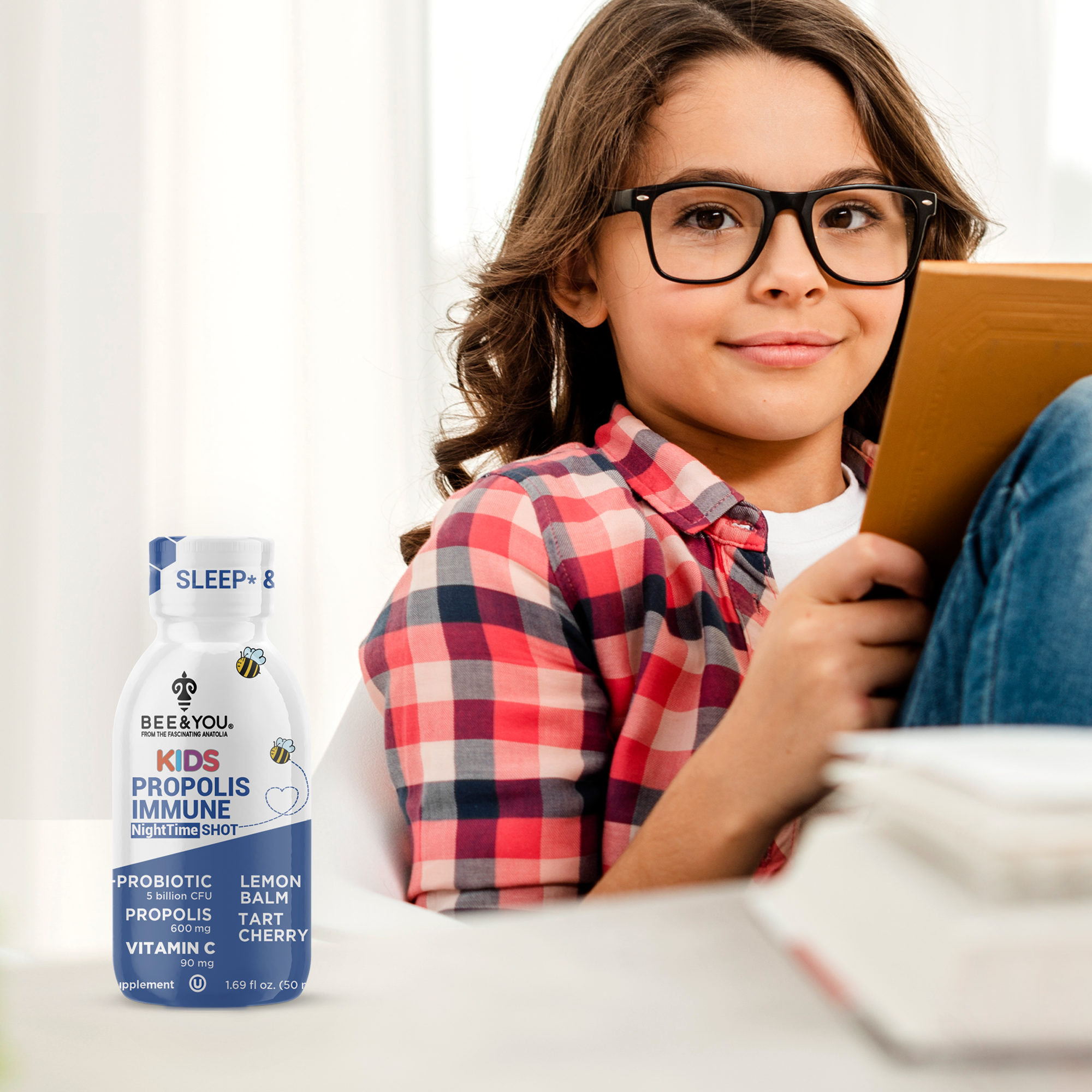 BEE&YOU - Wholesale Oral Supplement/Vitamin - Kids Propolis Immune NightTime Shot - Probiotic, 50 ml x 123