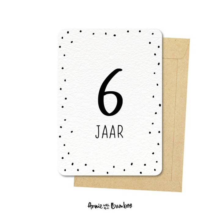 Ansichtkaart - 6 jaar voor wholesale door Annie with the Bamboo