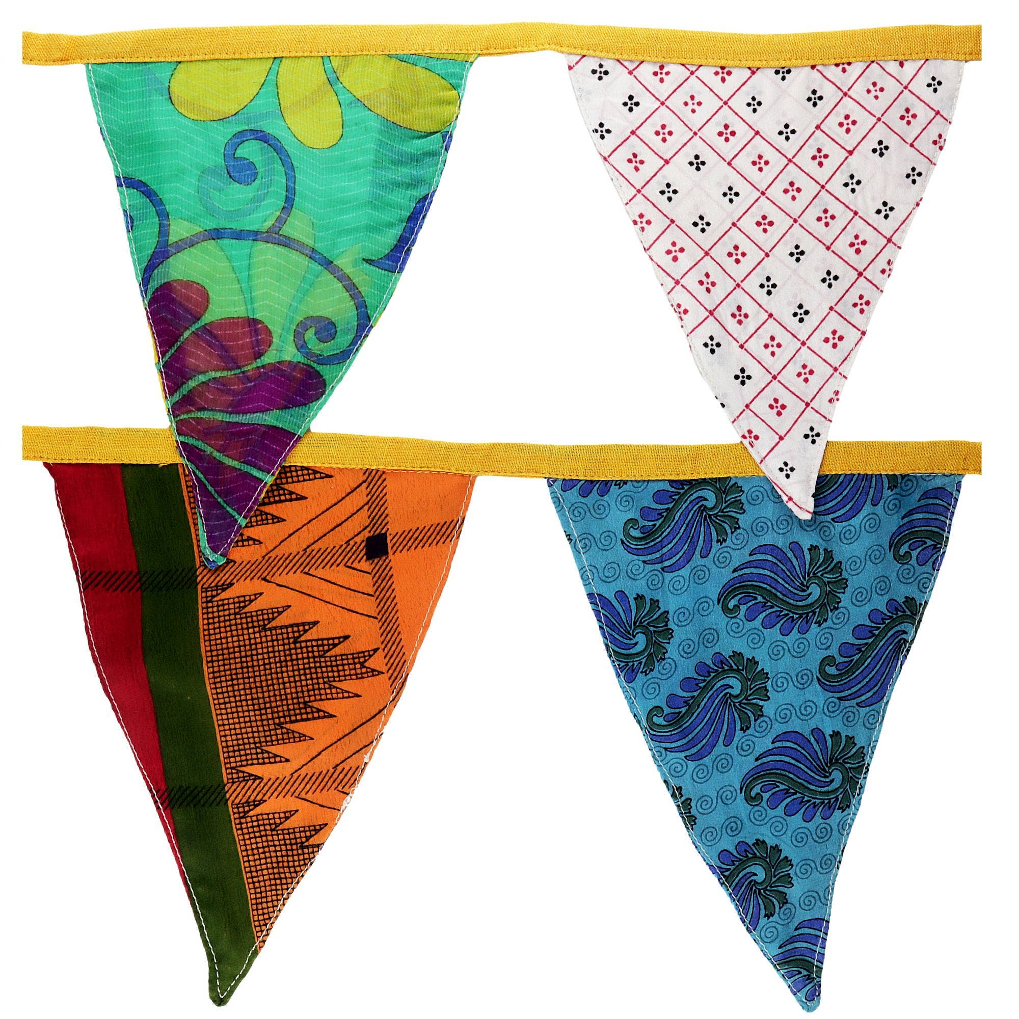 Tribal Trade GmbH – Großhandel Wimpel/Girlande – Wimpelkette Stoff bunt 10m Fahnenkette Girlande Recycling3