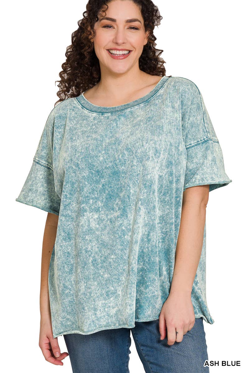 42POPS - Wholesale T-Shirt - Women's - ".._ Washed French Terry Loose fit Top Reg/Plus30