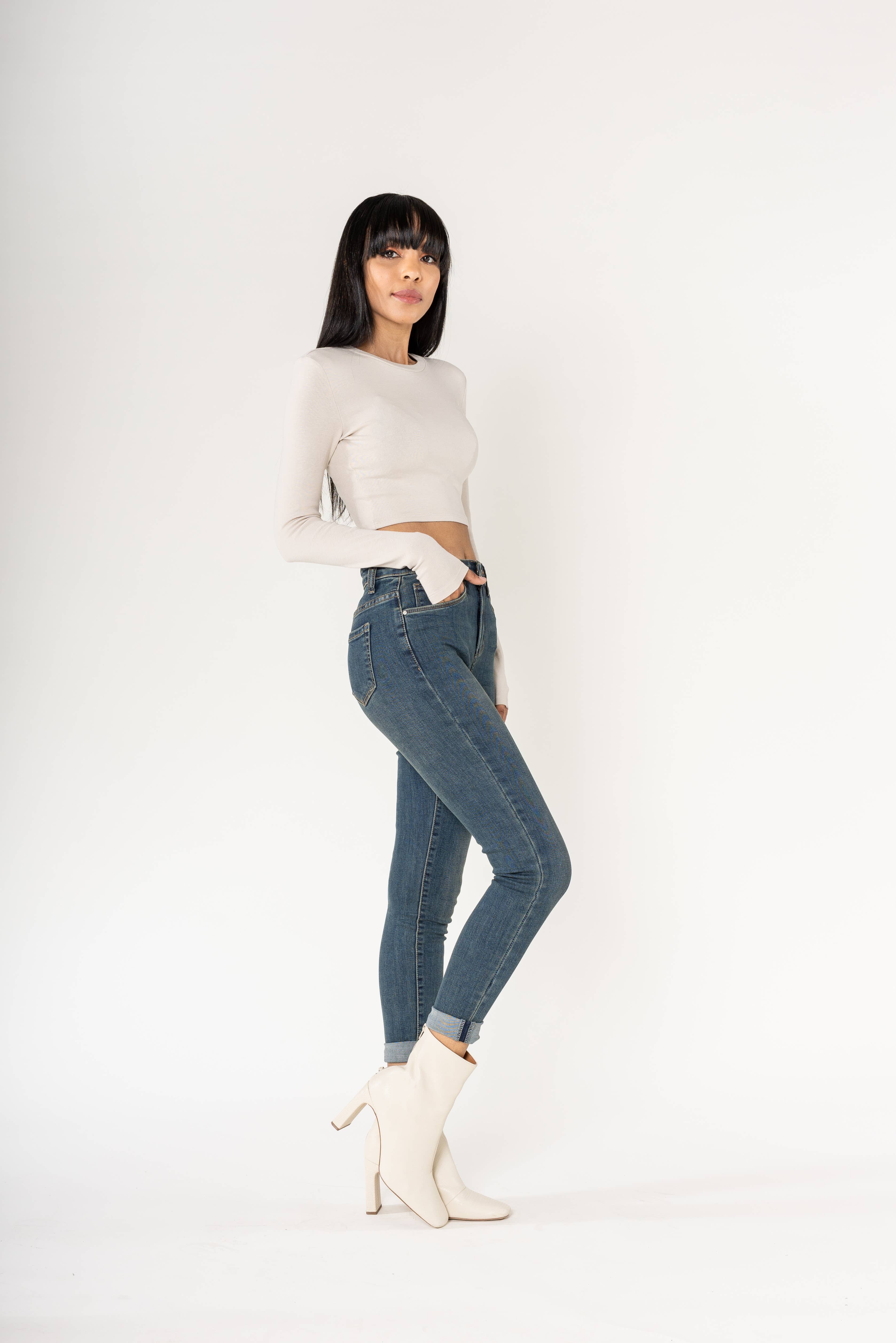Nina Carter – Engroshandel Jeans - Dame – P078 stretch skinny bukser med høj talje46