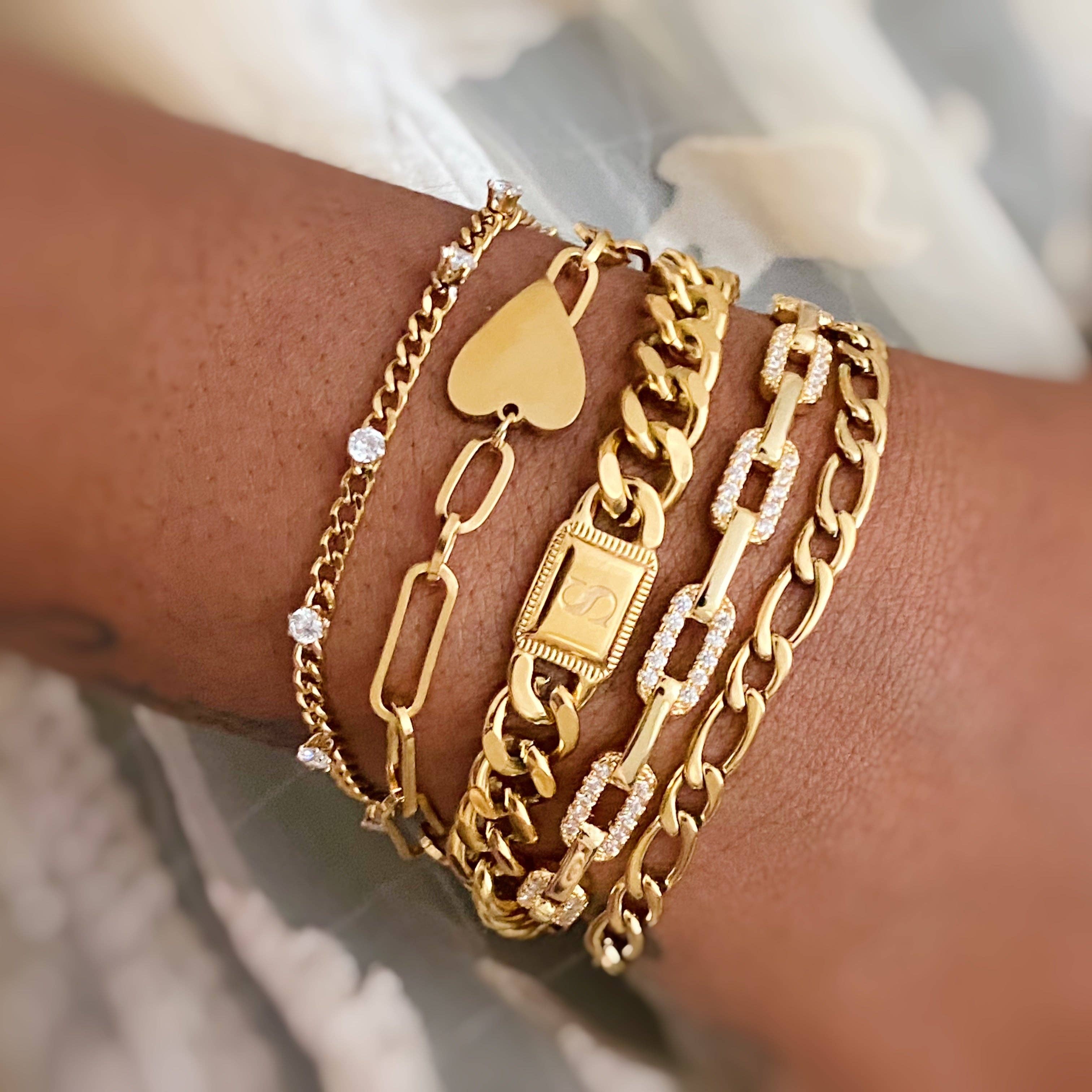 Ellison+Young – Pulseira de elo e corrente por atacado – Pulseira Inicial Uptown Cuban Corrente24