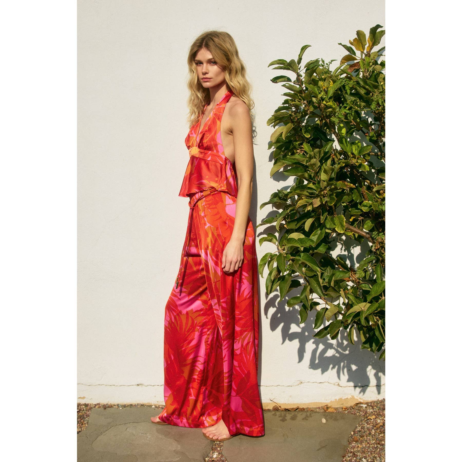 FLAME SCARLET Sunset Lover Looped Belt Pants for wholesale on Faire1